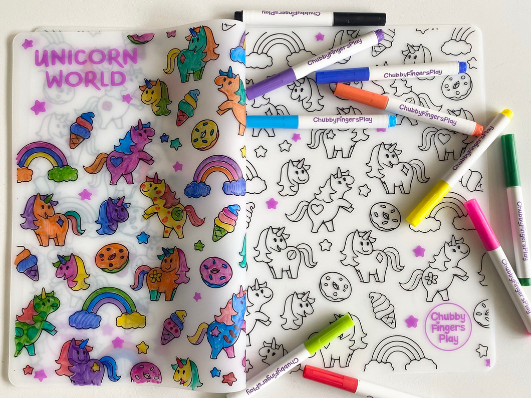 Colouring Placemat : Unicorn World (Single Mat only)