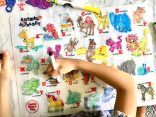 Load image into Gallery viewer, Colouring Placemat : Animal Alphabets + Washable Markers Set